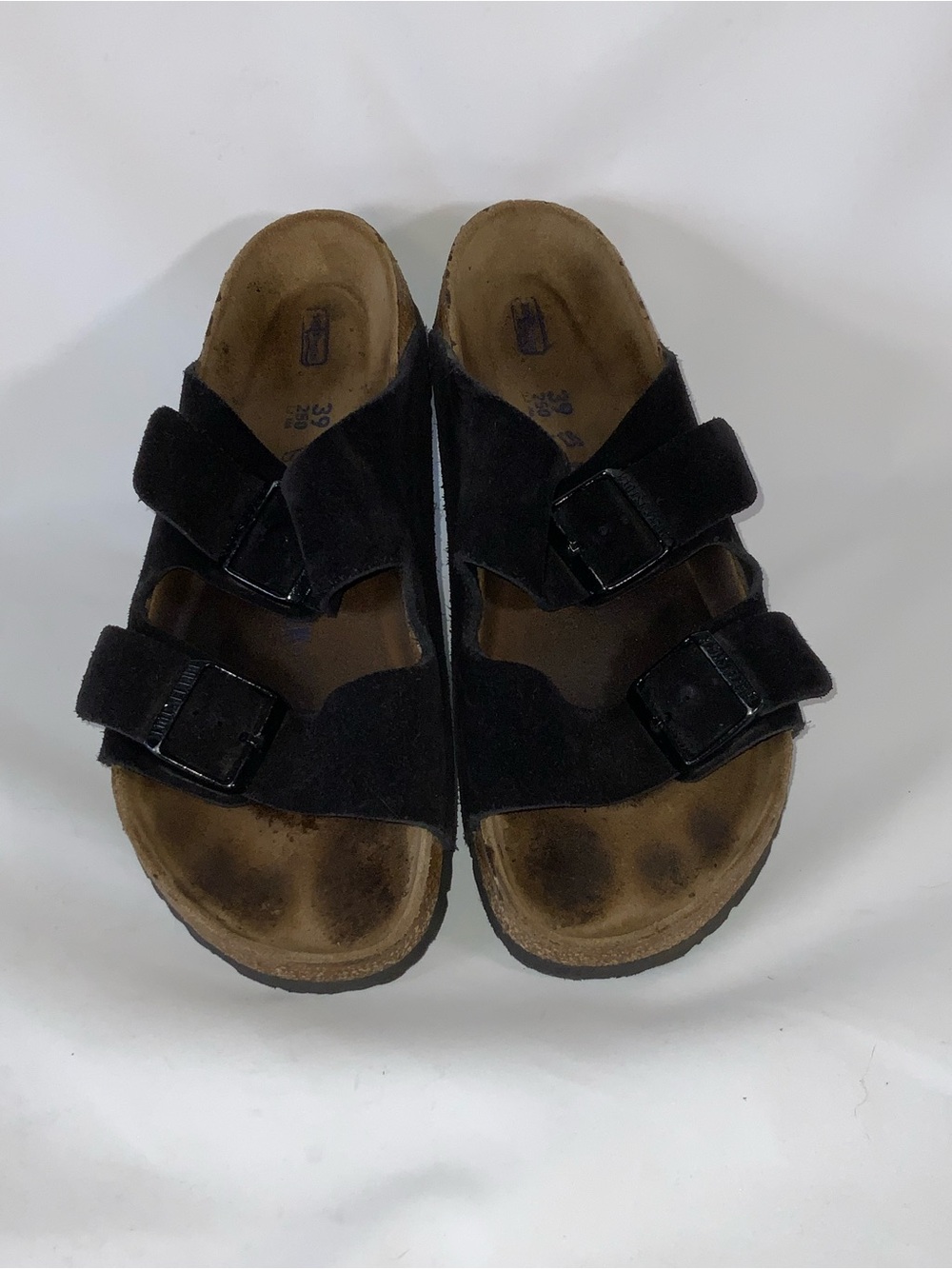 Birkenstock Black Suede Two-Strap Sandals